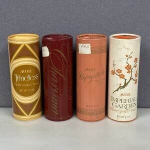 Vintage Avon Perfumed Talc Powder Lot Of 4 Various Scents 3.5oz - Opened / Used